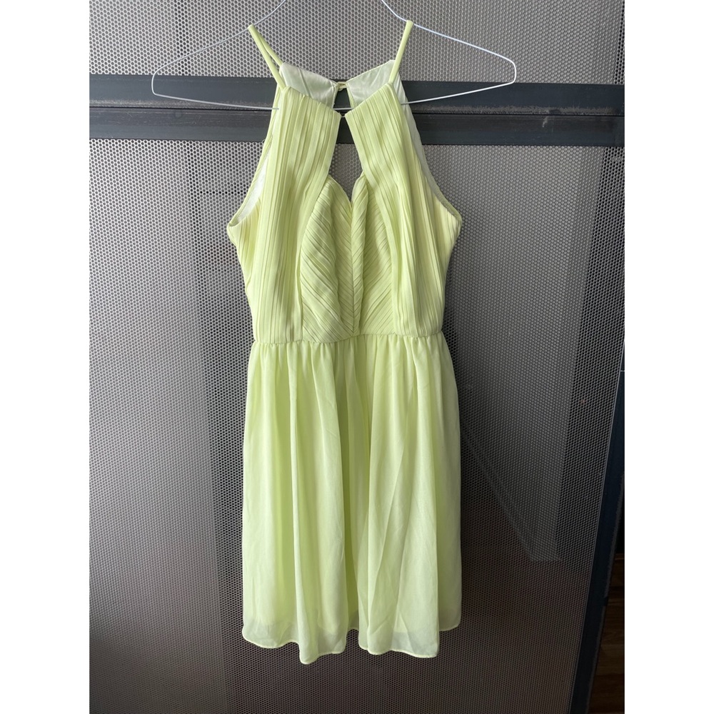 High-neck lime green dress